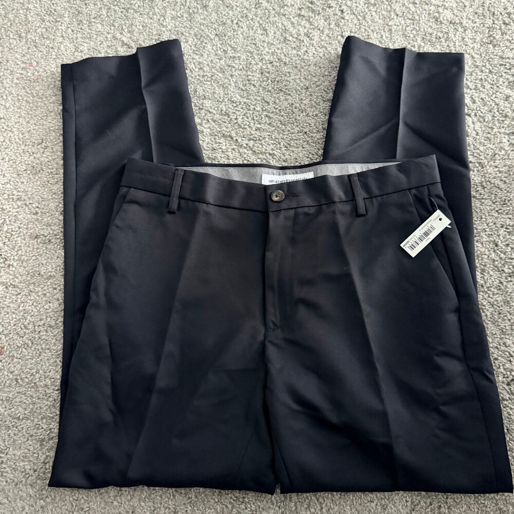 Amazon Essentials Dress Pants Mens Black 32W X 30L New With Tags